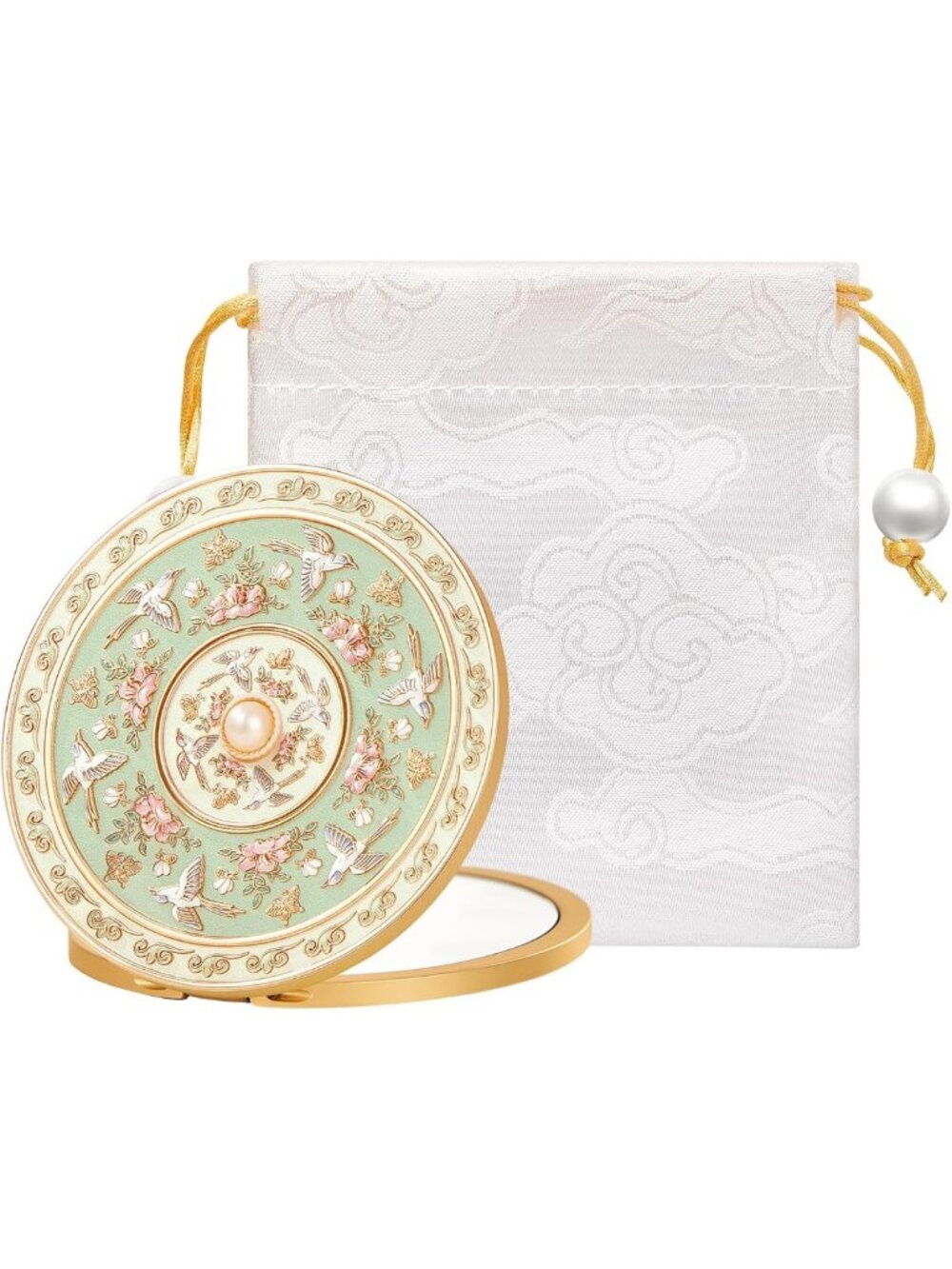 Compact Pocket Purse Mirror with 2X Magnification - Travel-Friendly Makeup